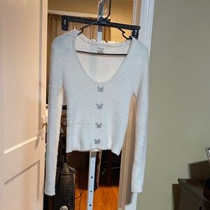 No Boundaries White Scoop Neck Sweater